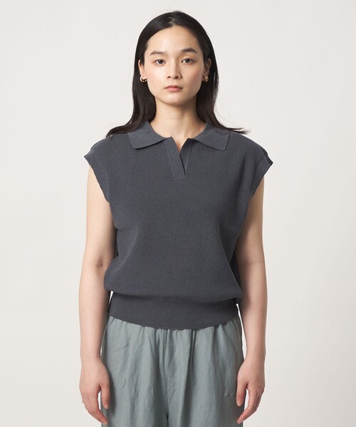A DAY IN THE LIFE UNITED ARROWS（アデイインザライフユナイテッドアローズ）の「スキッパー フレンチスリーブニット ‐ウォッシャブル‐＜A DAY IN THE LIFE＞（ニット/セーター・レディース・ナチュラル/コバルトブルー/ライム/ダークグレー・FREE）」の9枚目の写真