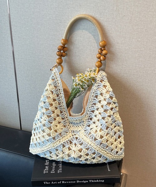ONEP STAR（ワンピスター）の「ウッドハンドルかごバッグ（ショルダーバッグ・レディース・ベージュ系その他/ブルー/カーキ/ブラック/オフホワイト/ベージュ・FREE）」の22枚目の写真