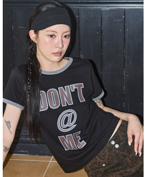 FANCY CLUB | ドンエットミ リンガーTシャツ (ブラック) F25QB141(Tシャツ/カットソー)