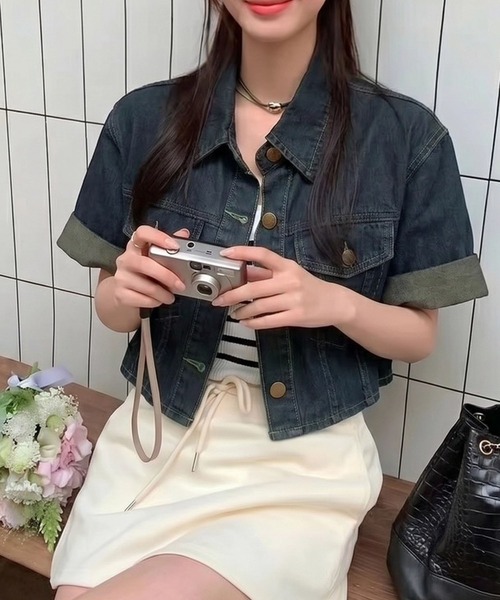 GLAMOROUS JANE（グラマラスジェーン）の「デニムショート丈シャツジャケット（シャツ/ブラウス・レディース・インディゴブルー・FREE）」の3枚目の写真
