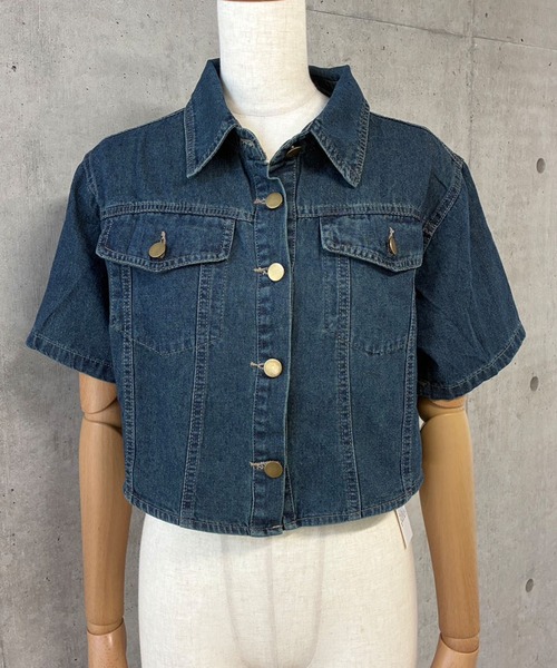 GLAMOROUS JANE（グラマラスジェーン）の「デニムショート丈シャツジャケット（シャツ/ブラウス・レディース・インディゴブルー・FREE）」の4枚目の写真