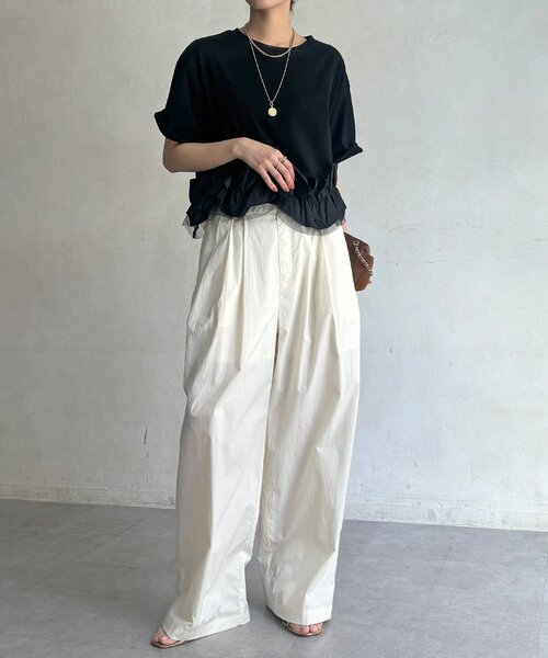 DouDou(ドゥドゥ)の「【WEB限定】裾フリルTEE(Tシャツ/カットソー・レディース・グレー/ブラック/オフホワイト・FREE)」の16枚目の写真