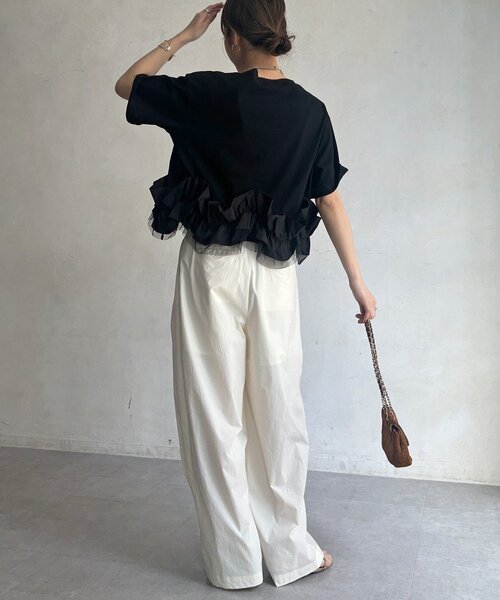 DouDou(ドゥドゥ)の「【WEB限定】裾フリルTEE(Tシャツ/カットソー・レディース・グレー/ブラック/オフホワイト・FREE)」の20枚目の写真