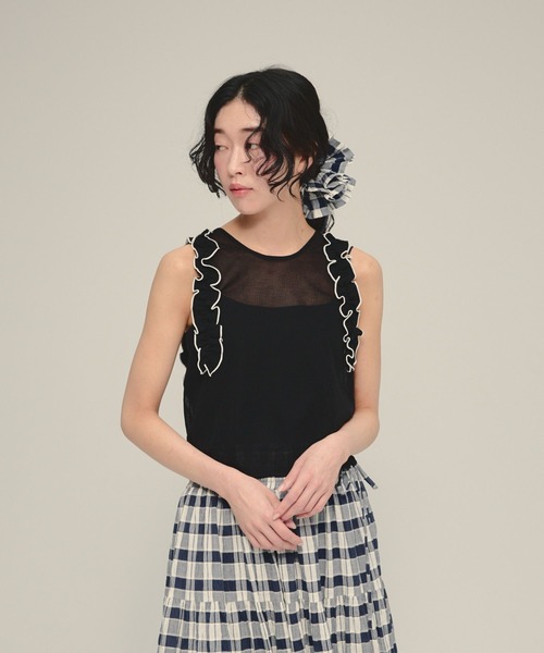 eL(エル)の「【eL】16G Frill Tank Top/878279(タンクトップ・レディース・ブラック系その他/ブルー系その他・FREE)」の2枚目の写真