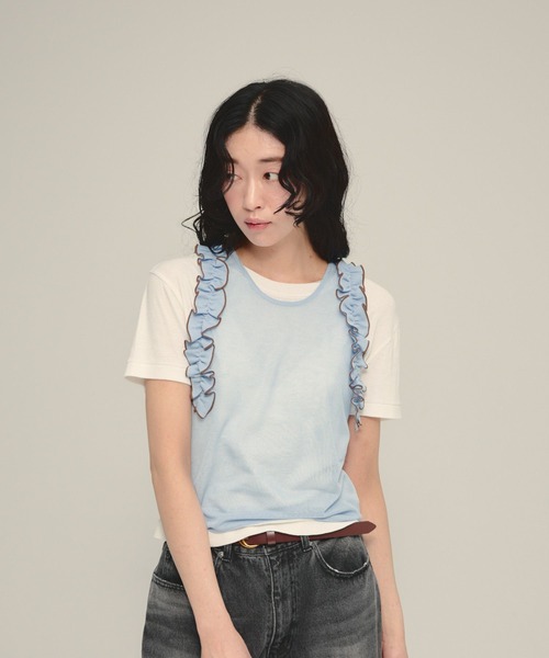 eL(エル)の「【eL】16G Frill Tank Top/878279(タンクトップ・レディース・ブラック系その他/ブルー系その他・FREE)」の1枚目の写真