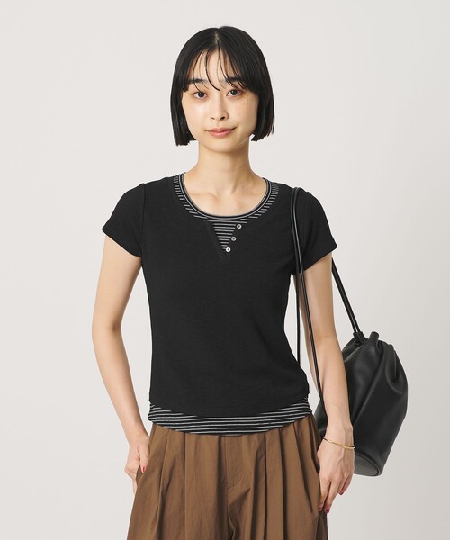 BEAUTY&YOUTH UNITED ARROWS（ビューティーアンドユースユナイテッドアローズ）の「ヘンリーネック レイヤード Tシャツ（Tシャツ/カットソー・レディース・ホワイト/ライム/ブラック・FREE）」の21枚目の写真