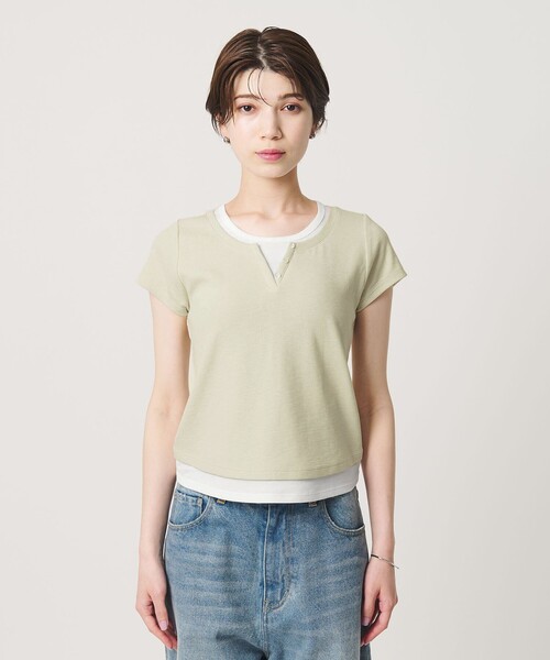 BEAUTY&YOUTH UNITED ARROWS（ビューティーアンドユースユナイテッドアローズ）の「ヘンリーネック レイヤード Tシャツ（Tシャツ/カットソー・レディース・ホワイト/ライム/ブラック・FREE）」の19枚目の写真