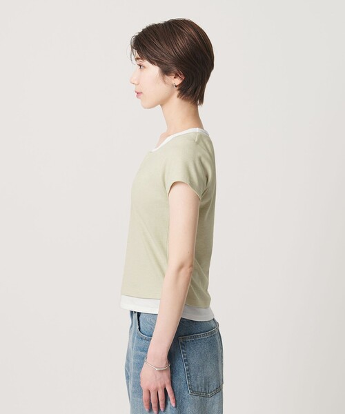 BEAUTY&YOUTH UNITED ARROWS（ビューティーアンドユースユナイテッドアローズ）の「ヘンリーネック レイヤード Tシャツ（Tシャツ/カットソー・レディース・ホワイト/ライム/ブラック・FREE）」の18枚目の写真
