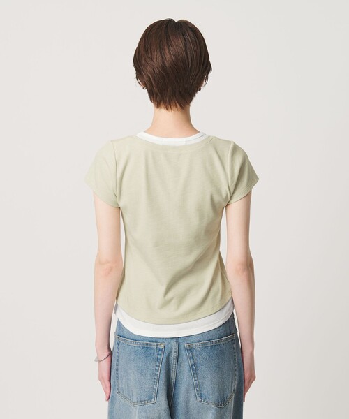 BEAUTY&YOUTH UNITED ARROWS（ビューティーアンドユースユナイテッドアローズ）の「ヘンリーネック レイヤード Tシャツ（Tシャツ/カットソー・レディース・ホワイト/ライム/ブラック・FREE）」の17枚目の写真