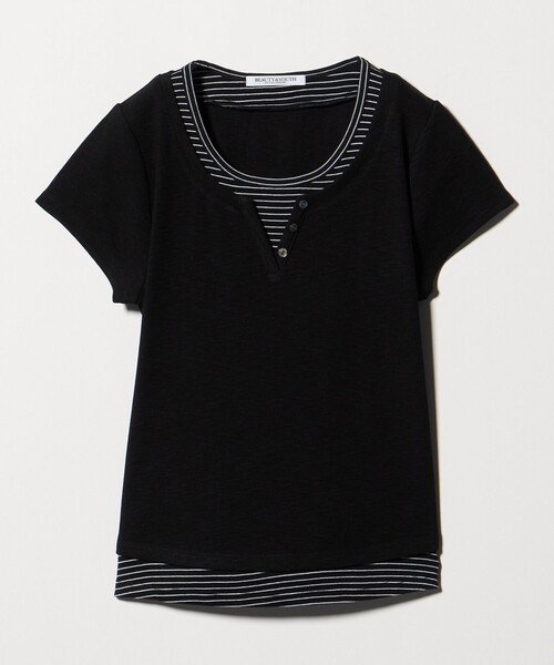 BEAUTY&YOUTH UNITED ARROWS（ビューティーアンドユースユナイテッドアローズ）の「ヘンリーネック レイヤード Tシャツ（Tシャツ/カットソー・レディース・ホワイト/ライム/ブラック・FREE）」の14枚目の写真
