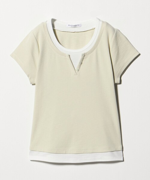 BEAUTY&YOUTH UNITED ARROWS（ビューティーアンドユースユナイテッドアローズ）の「ヘンリーネック レイヤード Tシャツ（Tシャツ/カットソー・レディース・ホワイト/ライム/ブラック・FREE）」の11枚目の写真