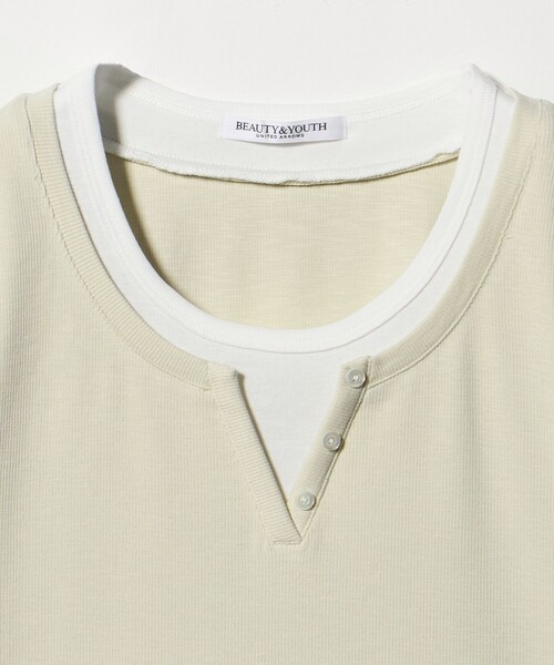BEAUTY&YOUTH UNITED ARROWS（ビューティーアンドユースユナイテッドアローズ）の「ヘンリーネック レイヤード Tシャツ（Tシャツ/カットソー・レディース・ホワイト/ライム/ブラック・FREE）」の9枚目の写真