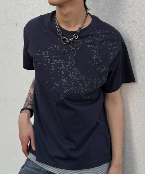 Chikashitsu +（チカシツプラス）の「【Chikashitsu +】sunshine printing crop tee (4color) / 【チカシツプラス】ウォッシュド半袖プリントTシャツ＜着用動画あり＞（Tシャツ/カットソー・メンズ・ネイビー/チャコール/ホワイト/グレー・ONE SIZE）」の16枚目の写真