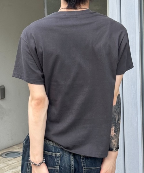 Chikashitsu +（チカシツプラス）の「【Chikashitsu +】sunshine printing crop tee (4color) / 【チカシツプラス】ウォッシュド半袖プリントTシャツ＜着用動画あり＞（Tシャツ/カットソー・メンズ・ネイビー/チャコール/ホワイト/グレー・ONE SIZE）」の9枚目の写真