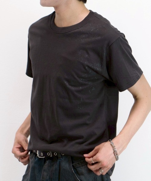 Chikashitsu +（チカシツプラス）の「【Chikashitsu +】sunshine printing crop tee (4color) / 【チカシツプラス】ウォッシュド半袖プリントTシャツ＜着用動画あり＞（Tシャツ/カットソー・メンズ・ネイビー/チャコール/ホワイト/グレー・ONE SIZE）」の13枚目の写真