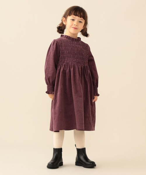 BEAMS mini(ビームスミニ)の「コーデュロイ シャーリング ワンピース2026FW(90~140cm)プチプラ 人気 クリスマス お呼ばれ 七五三(ワンピース・キッズ・ナチュラル/ブルー系その他4/パープル系その他6・120/110/100/90/140/130)」の19枚目の写真