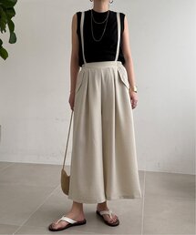 リネンライクサスペンダー付きガウチョパンツ
