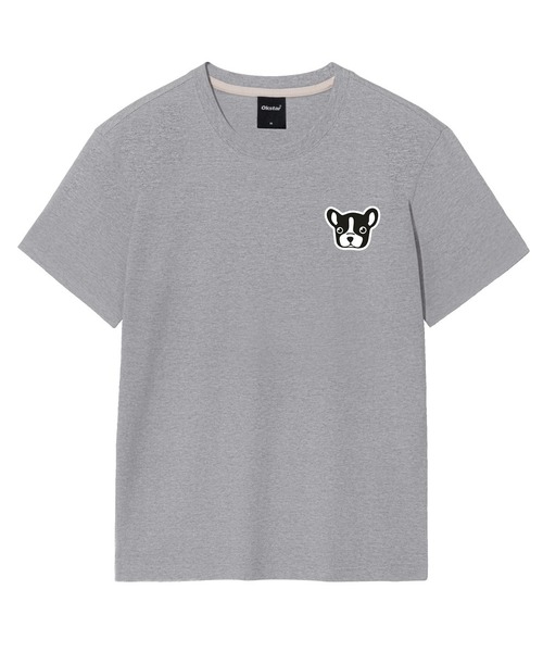 OKSTAR(オクスター)の「ブルドッグ刺繍パッチ半袖(Tシャツ/カットソー・レディース・カーキ/グレー/ネイビー/ホワイト/ライトグレー/ベージュ/ブラック/ダークグリーン/チャコール/ライトベージュ/クリーム/ダークブルー/ダークグレー・SMALL/MEDIUM/LARGE/X-LARGE/2XL/3XL/4XL)」の4枚目の写真