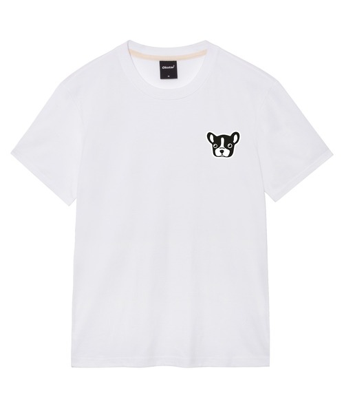 OKSTAR(オクスター)の「ブルドッグ刺繍パッチ半袖(Tシャツ/カットソー・レディース・カーキ/グレー/ネイビー/ホワイト/ライトグレー/ベージュ/ブラック/ダークグリーン/チャコール/ライトベージュ/クリーム/ダークブルー/ダークグレー・SMALL/MEDIUM/LARGE/X-LARGE/2XL/3XL/4XL)」の1枚目の写真