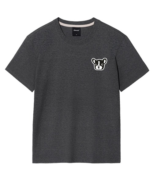 OKSTAR(オクスター)の「ブルドッグ刺繍パッチ半袖(Tシャツ/カットソー・レディース・カーキ/グレー/ネイビー/ホワイト/ライトグレー/ベージュ/ブラック/ダークグリーン/チャコール/ライトベージュ/クリーム/ダークブルー/ダークグレー・SMALL/MEDIUM/LARGE/X-LARGE/2XL/3XL/4XL)」の6枚目の写真