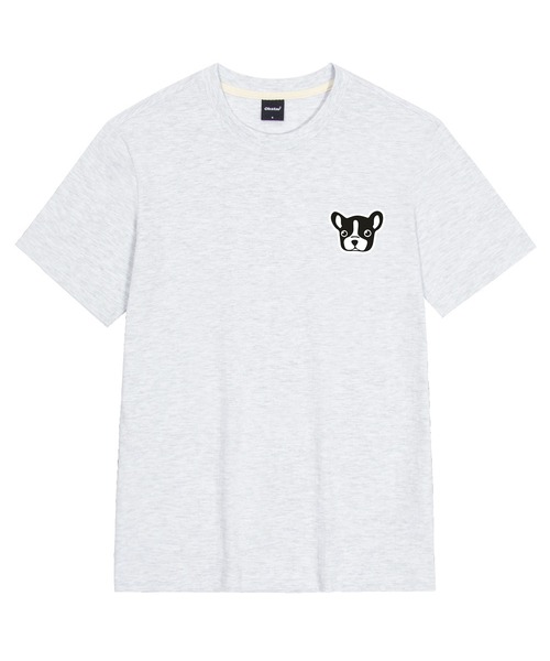 OKSTAR(オクスター)の「ブルドッグ刺繍パッチ半袖(Tシャツ/カットソー・レディース・カーキ/グレー/ネイビー/ホワイト/ライトグレー/ベージュ/ブラック/ダークグリーン/チャコール/ライトベージュ/クリーム/ダークブルー/ダークグレー・SMALL/MEDIUM/LARGE/X-LARGE/2XL/3XL/4XL)」の3枚目の写真
