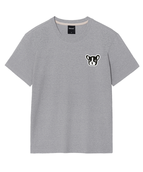 OKSTAR(オクスター)の「ブルドッグ刺繍パッチ半袖(Tシャツ/カットソー・レディース・カーキ/グレー/ネイビー/ホワイト/ライトグレー/ベージュ/ブラック/ダークグリーン/チャコール/ライトベージュ/クリーム/ダークブルー/ダークグレー・SMALL/MEDIUM/LARGE/X-LARGE/2XL/3XL/4XL)」の22枚目の写真