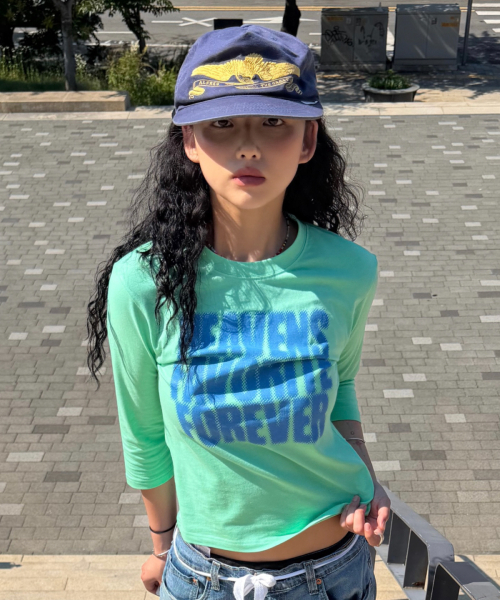 DAMISH(ダミシュ)の「ハーフトーンレタリング7部Tシャツ_ミント(Tシャツ/カットソー・レディース・ミント・OS)」の8枚目の写真