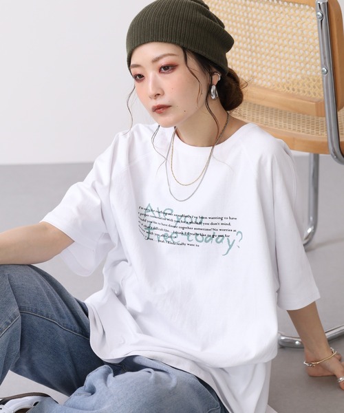 Arinomama（アリノママ）の「16s空紡糸天竺 220g/㎡ ゆるフォントTシャツ 半袖（Tシャツ/カットソー・レディース・カーキ/オフホワイト/ブラック/杢グレー・FREE）」の14枚目の写真