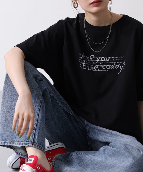 Arinomama（アリノママ）の「16s空紡糸天竺 220g/㎡ ゆるフォントTシャツ 半袖（Tシャツ/カットソー・レディース・カーキ/オフホワイト/ブラック/杢グレー・FREE）」の21枚目の写真