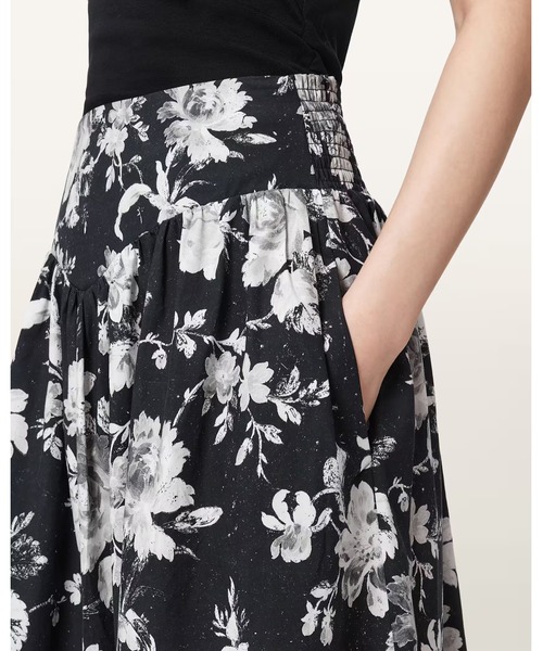 ALLSAINTS（オールセインツ）の「LEVY FLORAL MIDI SKIRT | LEVY フローラル ミディ スカート（スカート・レディース・ブラック系その他・6/8/10/4）」の4枚目の写真