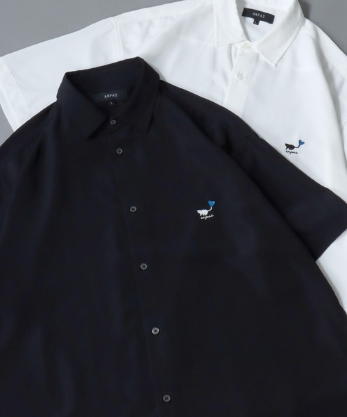 SITRY(シトリー)の「Cat & Heart Embroidery Shirt/猫&ハート ワンポイント刺繍 ビッグシルエット 半袖シャツ(シャツ/ブラウス・メンズ・ブラック/ホワイト/ホワイト系その他2/ホワイト系その他3/ブラック系その他2/ブラック系その他3/ホワイト系その他/ブラック系その他・M/L)」の8枚目の写真