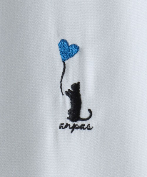 SITRY(シトリー)の「Cat & Heart Embroidery Shirt/猫&ハート ワンポイント刺繍 ビッグシルエット 半袖シャツ(シャツ/ブラウス・メンズ・ブラック/ホワイト/ホワイト系その他2/ホワイト系その他3/ブラック系その他2/ブラック系その他3/ホワイト系その他/ブラック系その他・M/L)」の13枚目の写真