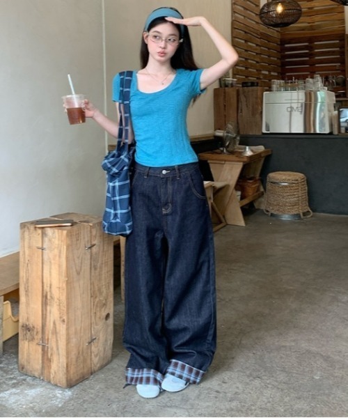 Vipoa（ヴィポア）の「U-neck slim tee（Tシャツ/カットソー・レディース・ホワイト/ブルー/レッド/オレンジ・FREE）」の16枚目の写真