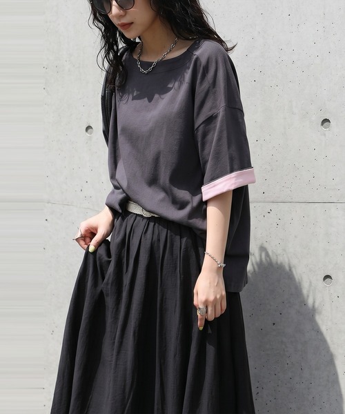 antiqua(アンティカ)の「コーデセット レディース Tシャツ スカート(Tシャツ/カットソー・レディース・ホワイト/ブラック/ダークグレー/ネイビー・ONESIZE)」の14枚目の写真