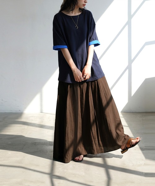 antiqua(アンティカ)の「コーデセット レディース Tシャツ スカート(Tシャツ/カットソー・レディース・ホワイト/ブラック/ダークグレー/ネイビー・ONESIZE)」の17枚目の写真