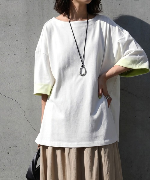 antiqua(アンティカ)の「コーデセット レディース Tシャツ スカート(Tシャツ/カットソー・レディース・ホワイト/ブラック/ダークグレー/ネイビー・ONESIZE)」の6枚目の写真