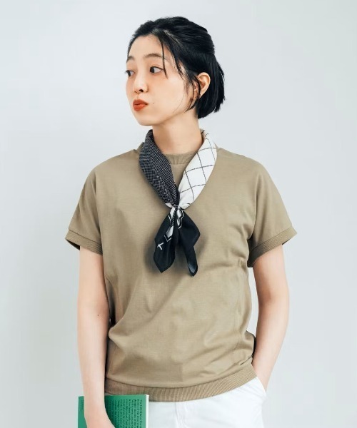 THREE FIFTY STANDARD(スリーフィフティースタンダード)の「THREE FIFTY STANDARD 汗じみ軽減機能付き切り替えデザインTシャツ(Tシャツ/カットソー・レディース・ベージュ/チャコールグレー/杢グレー・M/L/LL)」の11枚目の写真