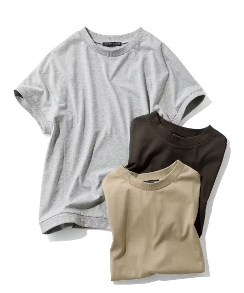 THREE FIFTY STANDARD(スリーフィフティースタンダード)の「THREE FIFTY STANDARD 汗じみ軽減機能付き切り替えデザインTシャツ(Tシャツ/カットソー・レディース・ベージュ/チャコールグレー/杢グレー・M/L/LL)」の12枚目の写真