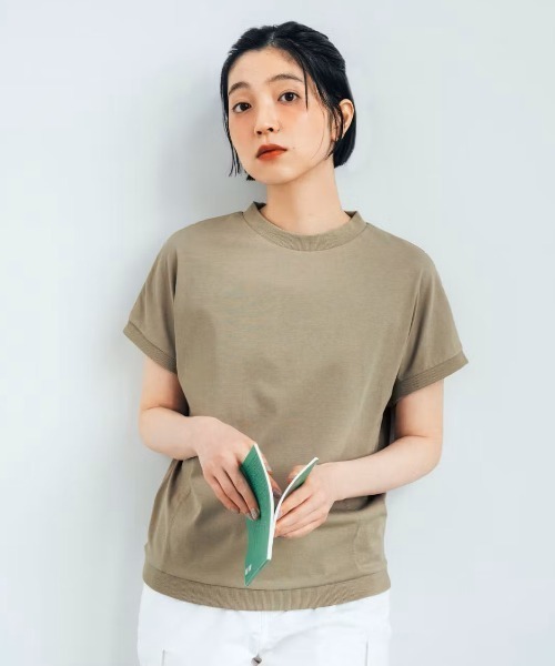 THREE FIFTY STANDARD(スリーフィフティースタンダード)の「THREE FIFTY STANDARD 汗じみ軽減機能付き切り替えデザインTシャツ(Tシャツ/カットソー・レディース・ベージュ/チャコールグレー/杢グレー・M/L/LL)」の10枚目の写真