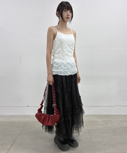 FLAREUP(フレアアップ)の「Draped Leather Bag (FL-745_Red)(ショルダーバッグ・レディース・レッド・OS)」の4枚目の写真