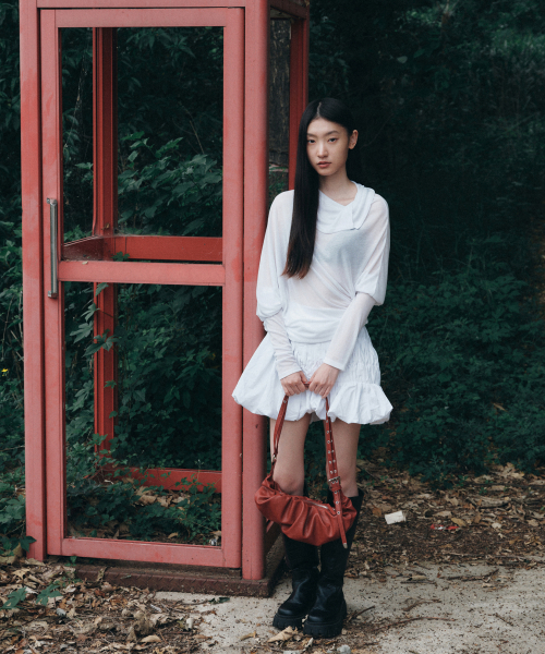 FLAREUP(フレアアップ)の「Draped Leather Bag (FL-745_Red)(ショルダーバッグ・レディース・レッド・OS)」の8枚目の写真