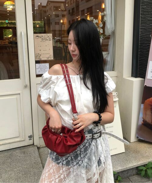 FLAREUP(フレアアップ)の「Draped Leather Bag (FL-745_Red)(ショルダーバッグ・レディース・レッド・OS)」の16枚目の写真