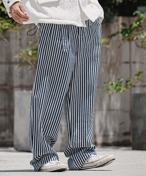 CAMBIO(カンビオ)の「mp15207-Vintage Hickory Belted Wide Pants ベルト付きワイドパンツ(MIU-262-008)(デニムパンツ・メンズ・ネイビー/ネイビー系・S/M/L)」の12枚目の写真