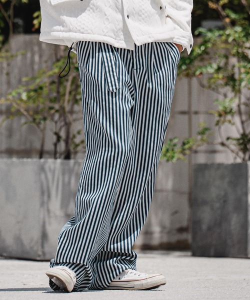 CAMBIO(カンビオ)の「mp15207-Vintage Hickory Belted Wide Pants ベルト付きワイドパンツ(MIU-262-008)(デニムパンツ・メンズ・ネイビー/ネイビー系・S/M/L)」の13枚目の写真