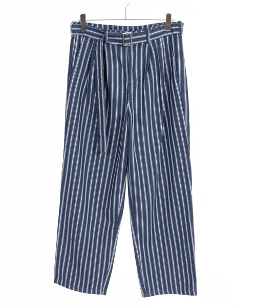 CAMBIO(カンビオ)の「mp15207-Vintage Hickory Belted Wide Pants ベルト付きワイドパンツ(MIU-262-008)(デニムパンツ・メンズ・ネイビー/ネイビー系・S/M/L)」の4枚目の写真