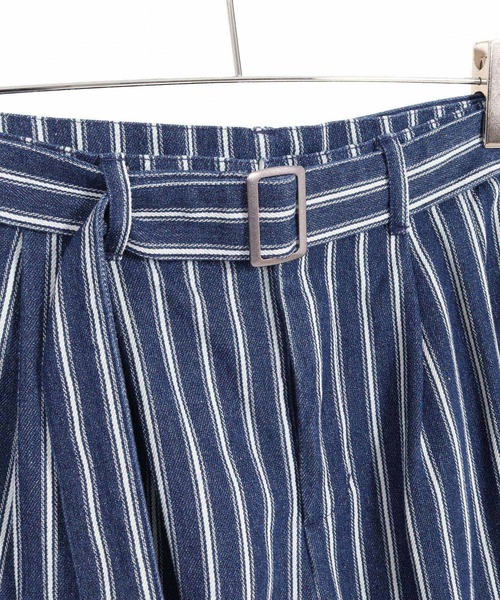 CAMBIO(カンビオ)の「mp15207-Vintage Hickory Belted Wide Pants ベルト付きワイドパンツ(MIU-262-008)(デニムパンツ・メンズ・ネイビー/ネイビー系・S/M/L)」の6枚目の写真