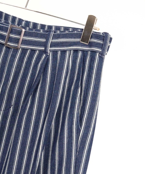 CAMBIO(カンビオ)の「mp15207-Vintage Hickory Belted Wide Pants ベルト付きワイドパンツ(MIU-262-008)(デニムパンツ・メンズ・ネイビー/ネイビー系・S/M/L)」の8枚目の写真