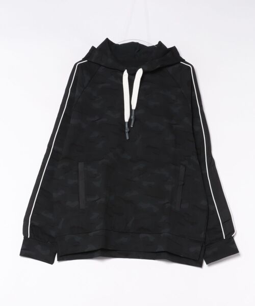 B.I.D.(ビーアイディー)の「《MMMM》ハイパーストレッチポンチスリーブラインプルオーバーパーカー(パーカー・メンズ・ブラック系その他/ブラック・LARGE/MEDIUM)」の2枚目の写真