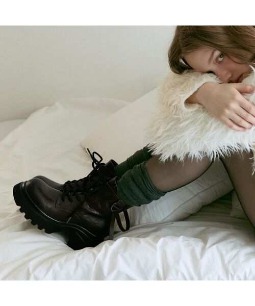 APIED MARCHE(アピエド マルシェ)の「Ligne Walker Boots 牛革ワーカーブーツ -PM3022 (2色)(ブーツ・レディース・ブラック/ダークブラウン・23cm/23.5cm/24.5cm/24cm/25cm)」の2枚目の写真