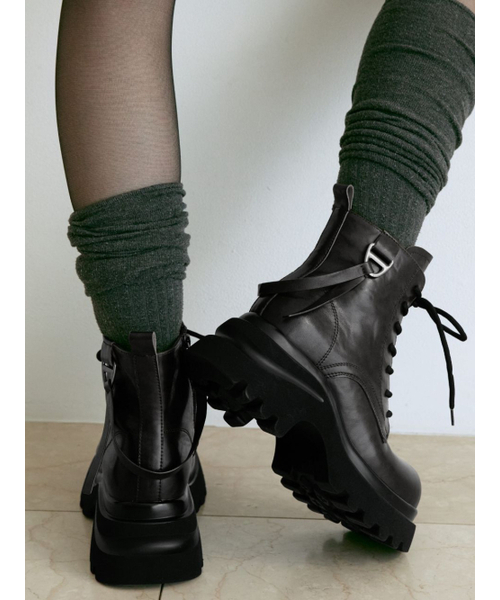 APIED MARCHE(アピエド マルシェ)の「Ligne Walker Boots 牛革ワーカーブーツ -PM3022 (2色)(ブーツ・レディース・ブラック/ダークブラウン・23cm/23.5cm/24.5cm/24cm/25cm)」の4枚目の写真